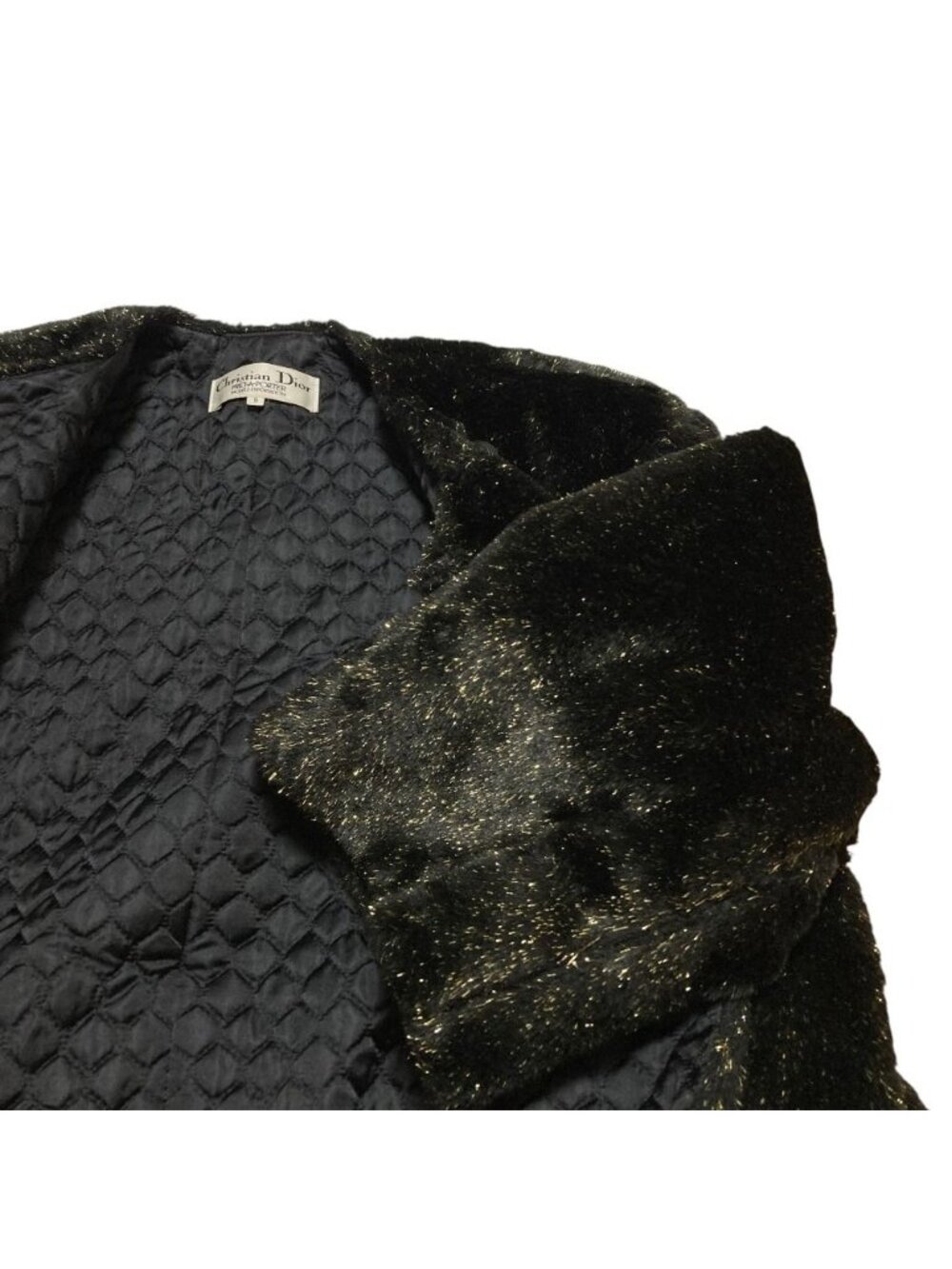Dior Pret a Porter Lame Boa Coat 9 Black - Picture 3 of 7